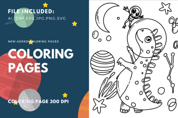 Astronauts Dinosaurs Coloring Book: A Graphics Gem
