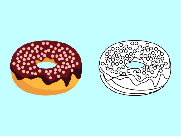 Chocolate Donuts Kids Coloring Design 1: A Versatile Graphic for Crafters
