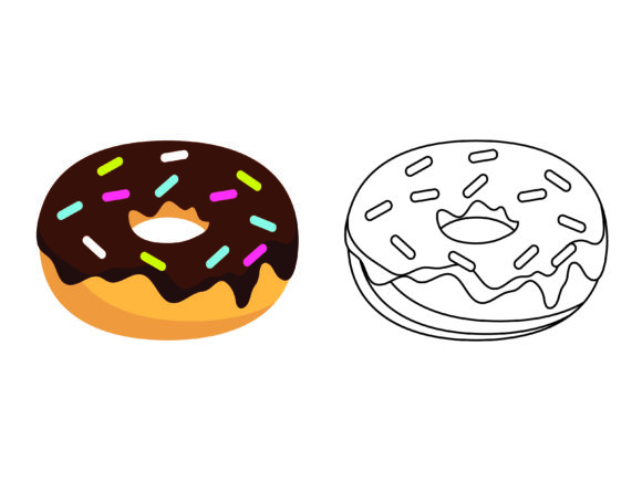 Chocolate Donuts Kids Coloring Vector for Crafters