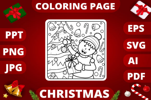 Christmas Coloring Page for Kids 12: Perfect Graphics for Crafting