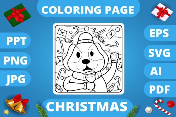 Christmas Coloring Page for Kids 14 V3: A Festive Graphics Asset