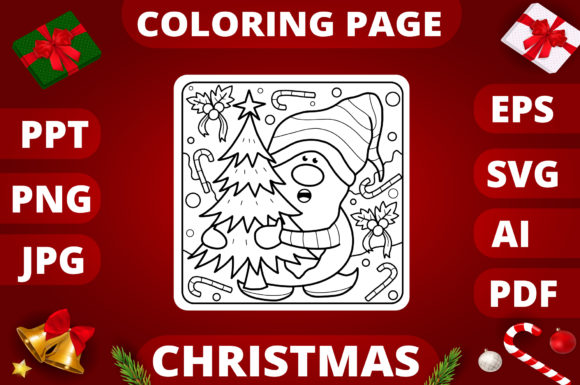 Christmas Coloring Page for Kids 5: A Festive Graphics Asset