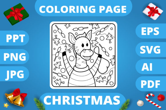 Christmas Coloring Page for Kids 8 V3: A Festive Graphics Asset