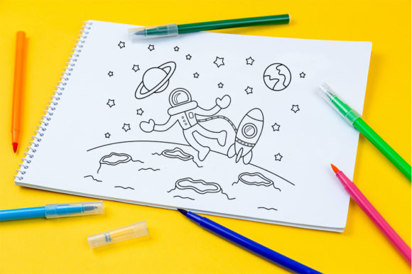 Coloring Page for Kids - Astronaut Theme Graphics