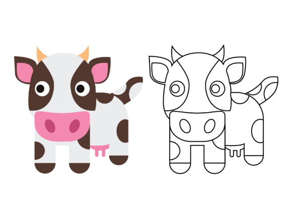 Cute Brown Cow Kids Coloring Icon: A Versatile Graphic
