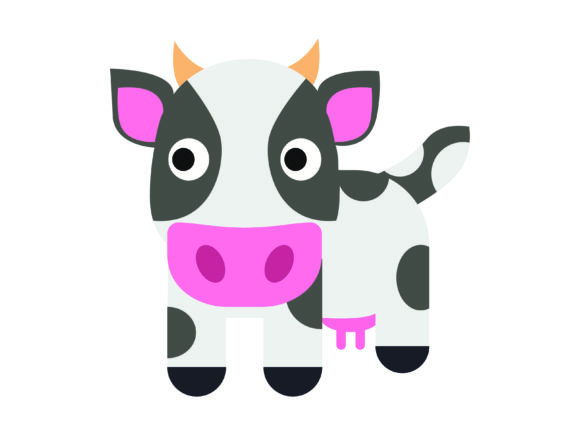 Cute White Cow Kids Coloring Icon: A Charming Graphics Asset