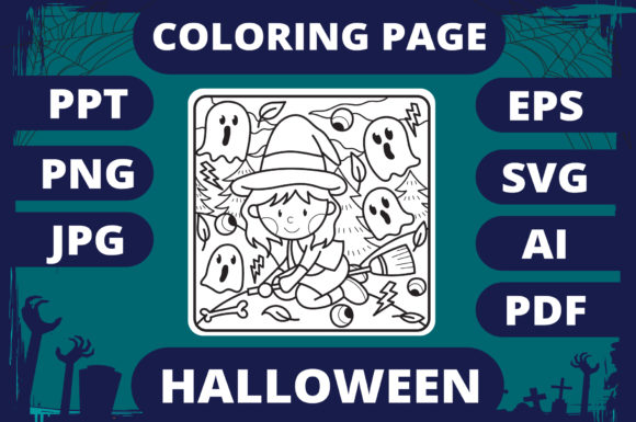 Halloween Coloring Page for Kids 1 V2: A Perfect Graphics Asset