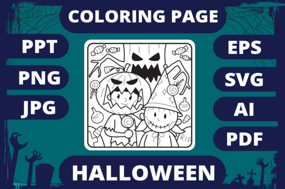 Halloween Coloring Page for Kids 22 V2: A Charming Graphics Asset