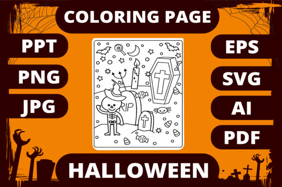 Halloween Coloring Page for Kids 27: A Perfect Graphics Asset