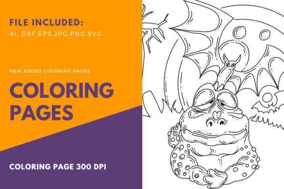 Halloween Frog Coloring Page for Graphic Templates