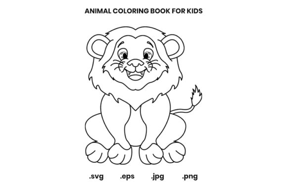 Lion - Animal Coloring Page for Kids: A Graphic Design Asset