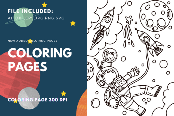 Reviewing Astronauts Children Coloring Page for Design Projects